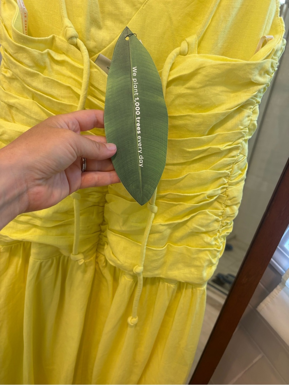 NWT Farm Rio Linen Blend Lemon Yellow Maxi Dress size XS - Picture 6 of 8
